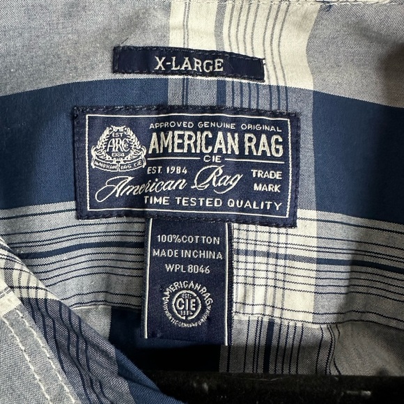 Men’s (2) American Rag long sleeve 100% cotton shirts button down SZ X-LG - Picture 3 of 12